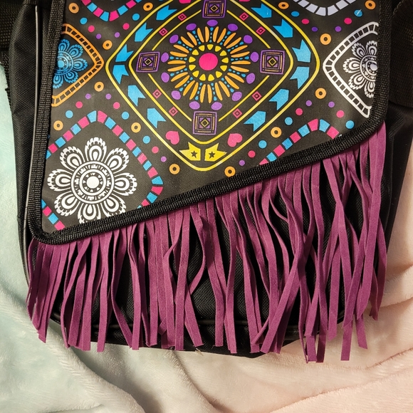 Fringe multi color satchel type purse - Picture 3 of 6
